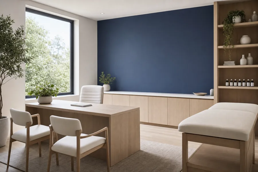Clean, modern practitioner office interior